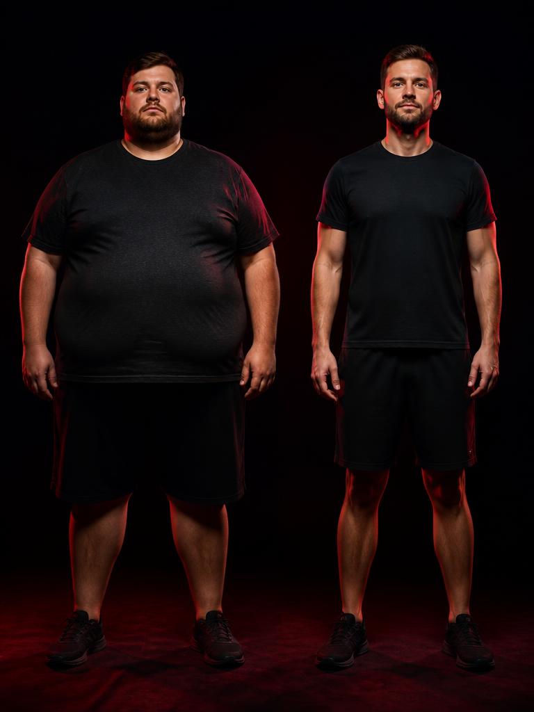 Transformação corporal masculina antes e depois